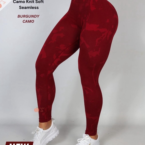 Peached by Nellie red camo scrunch butt leggings, size small. - Picture 5 of 6